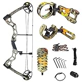 iGlow 40-70 lbs Tree Camouflage Camo Archery Hunting Compound Bow with Premium Kit 175 150 60 55 30 lb Crossbow