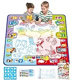 Jasonwell Aqua Water Doodle Mat 31 X 31 Inches Extra Large Magic Drawing Doodling Mat Coloring Mat Educational Toys Gifts for Kids Toddlers Boys Girls Age 2 3 4 5 6 7 8 Year Old (Alphabet)