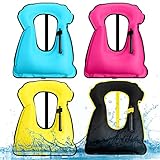 4 Pcs Inflatable Snorkel Vest Adults, Portable Swim Vest Jackets, Adjustable Kayaking Jackets Safety Vests for Snorkeling Swimming Diving Surfing (Yellow, Rose Red, Black, Blue)
