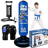Marwan Sports Kids Punching Bag Toy Set, Inflatable Boxing Bag Toy for Boys Age 3-12, Ninja Toys for Boys, Christmas,Birthday Gifts for Kids 4,5,6,7,8,9,10 Years Old (Blue Ninja)