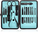 Utopia Care 15 Pieces Manicure Set - Stainless Steel Manicure Nail Clippers Pedicure Kit - Professional Pedicure Tools for Feet, Grooming Kits, with Luxurious Travel Case (Black)