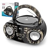 Pyle Portable CD Player Bluetooth Boombox Speaker-AM/FM Stereo Radio&Audio Sound,Supports CD-R-RW/MP3/WMA,USB,AUX,Headphone,LED Display,AC/Battery Powered,Real Tree-Pyle PHCD59.5