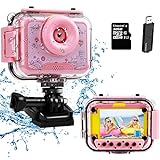 Kids Camera Waterproof Underwater Camera for Kids 180° Rotatable 20MP Kids Digital Sport Outside Camera for 3 4 5 6 7 8 9 10 Year Old Girls Boys Thanksgiving Christmas Birthday Gift with 32GB SD Card