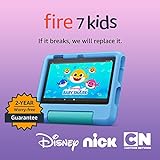 Amazon Fire 7 Kids tablet, ages 3-7. Top-selling 7' kids tablet on Amazon - 2022 | ad-free content with parental controls included, 10-hr battery, 16 GB, Blue
