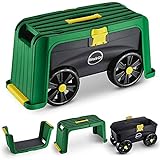 Miracle-Gro 4-in-1 Garden Stool – Multi-Use Garden Scooter with Seat – Rolling Cart with Storage Bin– Padded Kneeler and Tool storage - Accessible Gardening for All Ages + FREE Scotts Gardening Gloves