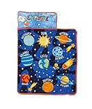 Funhouse Explore Planets & Outer Space Kids Nap-Mat Set – Includes Pillow And Fleece Blanket – Great For Boys Napping during Daycare Or Preschool - Fits Toddlers, Blue