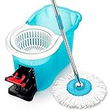 Hurricane Spin Mop As Seen On TV Mop & Bucket Cleaning System by BulbHead, Spin Away Germy, Dirty Water - Super-Absorbent Microfiber Mop Head Holds 10X Weight, Reaches Anywhere - Pole Lays Flat