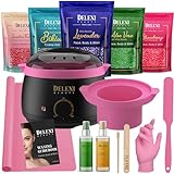 DELEXI All-in-one At Home Waxing Kit for Women +5 Pack Salon Quality Hard Wax Beads +Silicone Wax Kit Accessories + Hot Wax Melt Warmer for Hair Removal For Brows, Bikini, Legs & Sensitive skin