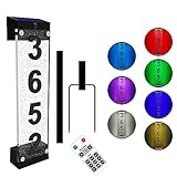 IVWVI Solar House Numbers for Outside, Acrylics Solar Address Sign with Iron Stakes, Waterproof RGBW Color Changing Remote Control, Lighted Modern Address Plaque Solar Powered for Street Yard Home