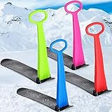Deekin 4 Pack Snow Sled Foldable Snow Scooter Fold up Plastic Snowboard Sled with Grip Handles Colorful Sliding Ski Scooter for Fun Outdoor Winter Toys Sports Equipments
