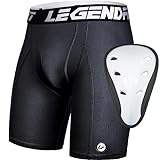 Legendfit Men's Sliding Shorts with Protective Cup Athletic Mesh Compression Shorts for Baseball Football Lacrosse Hockey MMA Black