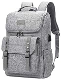 YALUNDISI Vintage Backpack Travel Laptop Backpack with usb Charging Port for Women & Men College Backpack Fits 15.6 Inch Laptop Grey