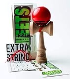 Sweets Kendamas Radar Prime Kendama - Sticky Paint, Perfect for Beginners, Extra String Accessory Gift Bundle (Red)