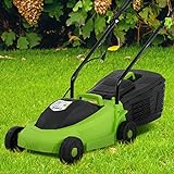 Electric Lawn Mower Corded Push Mower with 12 Amp, 13 Inch Lawnmower with 3 Adjustable Cutting Heights and Collection Box Included for Yard, Lawn and Garden Care
