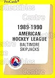(CI) Baltimore SkipJacks, Checklist Hockey Card 1989-90 ProCards AHL 77 Baltimore SkipJacks, Checklist