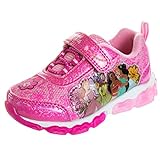 Disney Princess Kids LED Sneaker - Ariel Moana Cinderella Mulan Aurora Toddler Girl Light Up Tennis Athletic Running Shoe - Pink (Size 11 Little Kid)