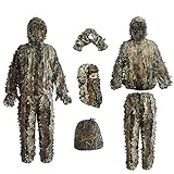 Ghillie Suit, Kids Adult 3D Leafy Camouflage Clothing, Camo Suit for Turkey Hunting, Hunting Suit for Outdoor Game and Halloween.