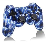 Blue Wireless Gamepad Works with PS3 Controller, OUBNAG for PS3 Remote Compatible with Playstation 3 Cooling Game Controllers for PS-3 Gift for Kids Boy Girl Man (2022 New Lightning Blue Pa3 Joystick)