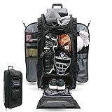 PowerNet Optimus Rolling Baseball Gear Bag with Bat Sleeves, Hanging Hooks, Cleat Compartment