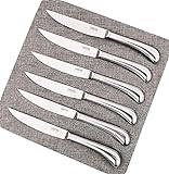 Steak Knives Set of 6 - Premium Stainless Steel, Dishwasher Safe - Polished Shiny Blade & Handle, Straight Edge - Kitchen Table Knife Set 4.5 Inch Dinner Knives Non Serrated UMOGI
