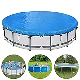 SIHAIAN Round Pool Cover 12-15FT Solar Covers for Above Ground Pools Round Pool Weather Cover Waterproof and Dust-Proof Pool Covers Suitable for Trampolines and Swimming Pool(15 FT Blue)