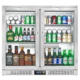 Coolski Back Bar Cooler Counter Height Beverage Refrigerator with 2 Glass Doors, Commercial Undercounter Display Fridge for Beer Soda Wine, 7.4 Cu.Ft. Capacity/LED Lighting/ETL NSF Approved