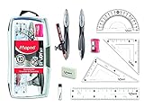 Maped Study Geometry 10 Piece Set, Includes 2 Metal Study Compasses, 2 Triangles, 6 Ruler, 4 Protractor, Pencil for Compass, Pencil Sharpener, Eraser, Lead Refill (897010)