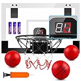 TREYWELL Indoor Basketball Hoop Fan Backboards for Teens and Adults Door Room Mini Hoop with Electronic Scoreboard, 3 Balls and Batteries, Toys for 8 9 10 11 12