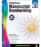 Spectrum Manuscript Handwriting Workbooks, Ages 5 to 8, Kindergarten to 2nd Grade Handwriting Practice With Lower-and Uppercase Letters, Sentence Practice, and Vocabulary - 96 Pages (Volume 41)