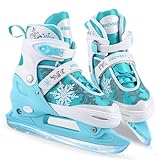 Snowflake Girls Ice Skates for Kids | Adjustable Ice Hockey Skates for Toddlers Girls and Boys | Fun Ice Skating Shoes for Outdoor and Rink | Soft and Comfortable Lining | Enhanced Ankle Support