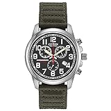 Citizen Eco-Drive Garrison Quartz Men's Watch, Stainless Steel with Nylon strap, Field watch, Green (Model: AT0200-05E)