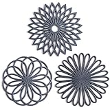 Set of 3 Silicone Trivet Mat - Hot Pot Holder Hot Pads for Table & Countertop - Trivet for Hot Dishes - Non-Slip & Heat Resistant Modern Kitchen Hot Pads for Pots & Pans,Grey
