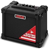 Pyle Portable Electric Guitar Amp, Battery or Wall Powered 10W Mini Amplifier with 5' High Definition Speaker, Distortion, Headphone Out, Carry Strap
