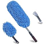 Loyakuu (3 Pack Microfiber Car Duster Exterior Scratch Free Extendable Handle Interior Multipurpose dust Cleaning Duster for car(Large)