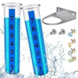 UBYNID 2 Pack 7' Capacity Rain Gauge Replacement Glass Tube with Stainless Steel Mounting Rack Holder Post Mount Rain Gauge Large Numbers Rain Measure Gauge for Yard Garden Outdoor Home Best Rated