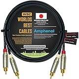 WORLDS BEST CABLES 3 Foot – Directional Quad High-Definition Audio Interconnect Cable Pair Custom Made Using Mogami 2534 Wire and Amphenol ACPR Die-Cast, Gold Plated RCA Connectors