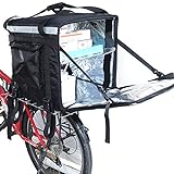 PK-92Z: Big Insulated Pizza Delivery Bag with Cup Holder, 16' L x 16' W x 16' H, Thermal Food Delivery Box For Scooter, Heat Insulated Food Delivery Bag For Bike, Side Loading, 2-Way Zipper Closure