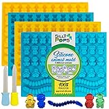 Non-Stick Gummy Bear Mold Bpa Free Silicone (Yellow, Blue) - Set of 4 for 172 Candies - 5 Different Types of Animals – Dropper Included – Candy Molds, Gummy Worm Mold, Gelatin Molds