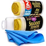 Premium Chamois Cloth for Car - 2pk Mini (17”x13”) + 1 Towel Free - Super Absorbent Shammy Towel for Car - Scratch-Free & Reusable