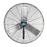 Tornado Pro Series High Velocity Wall Mount Fan 30 Inch, Oscillating Fan For Commercial, Industrial Use 3 Speed 8850 CFM 6.6 FT Cord UL Safety Listed, Black