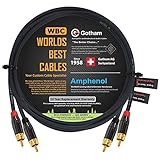 2 Foot RCA Cable Pair - Gotham GAC-4/1 (Black) Star-Quad Audio Interconnect Cable with Amphenol ACPL Black Chrome Body, Gold Plated RCA Connectors - Directional