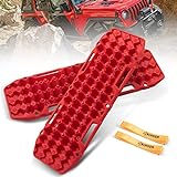 BUNKER INDUST Off-Road Traction Boards, Pair Recovery Tracks Traction Mat for 4WD Jeep Mud, Sand, Snow Traction Pads-Red Emergency Tire Traction Device