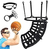 Basketball Return Attachment Solo Training Equipment Set Include Portable 360 Degree Rotatable Basketball Shot Return System Basketball Dribble Glasses Shooting Aid Gift for Kids Youth Adults (Black)