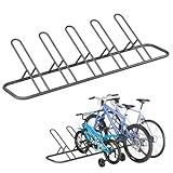 ANNAJOLLY Bike Rack for Garage, Indoor Floor Bike Storage Rack, Outdoor Bike Stand for 5 Bikes, Hammer-Tone Silver