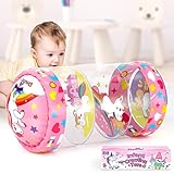 Dreamon Crawling Toys for Baby Infant Roller Toy with Music LED Light and Unicorn Pattern, Learning to Climb Toy for Tummy Time Babies, Gifts for Toddlers 6 to 12 Months