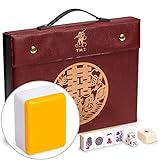 Yellow Mountain Imports Professional Chinese Mahjong Game Set - Double Happiness (Yellow) - with 146 Medium Size Tiles - for Chinese Style Game Play [專業中式麻將]