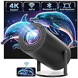 CLOKOWE 4K Mini Projector with WiFi and Bluetooth, 180° Rotation & Auto Keystone, Full HD 1080P Supported, Portable HY300 Outdoor Movie Projector, Compatible with TV Stick/Windows/iOS/Android/HDMI/USB