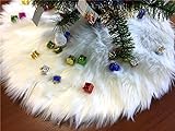 S_SSOY Ivory Faux Fur Christmas Tree Skirt Luxury Xmas Tree Skirts for Party Ornaments Decoration (19.6inches)