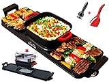 SKAIVA 3 in 1 Electric Smokeless Grill and Hot Pot with Steamer, Detachable Shabu Shabu Hot pot Electric, Indoor Korean BBQ Grill, Non-Stick KBBQ Hotpot Grill Combo
