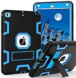 CCMAO iPad Mini 5 Case 2019, iPad Mini 4 Case 2015, Heavy Duty Shockproof Hybrid Protective Cover for iPad Mini 5th/4th Generation 7.9 inch for Kids Boys Child, Black+Sky Blue